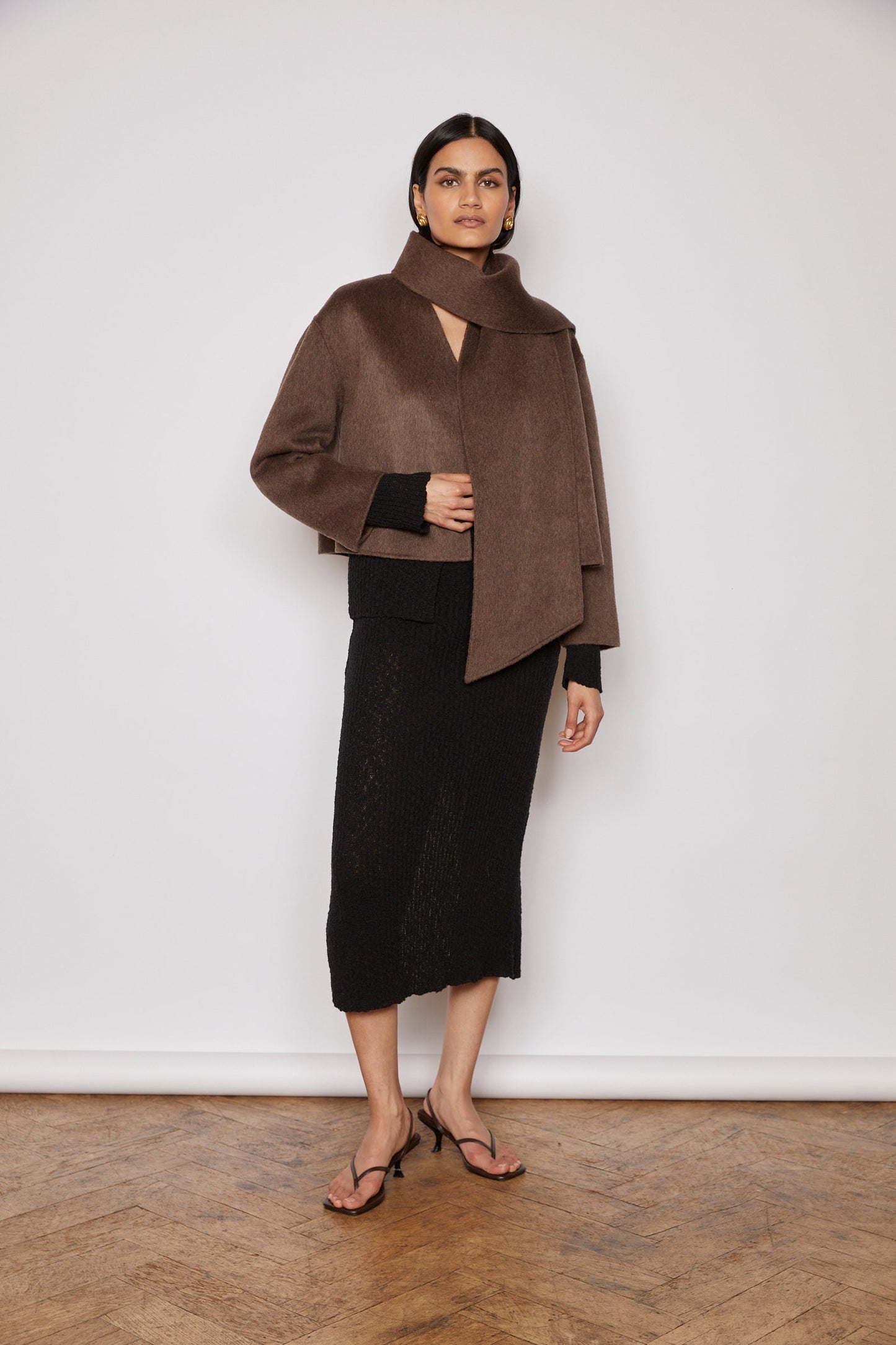 SIENNA COAT WITH SCARF BROWN