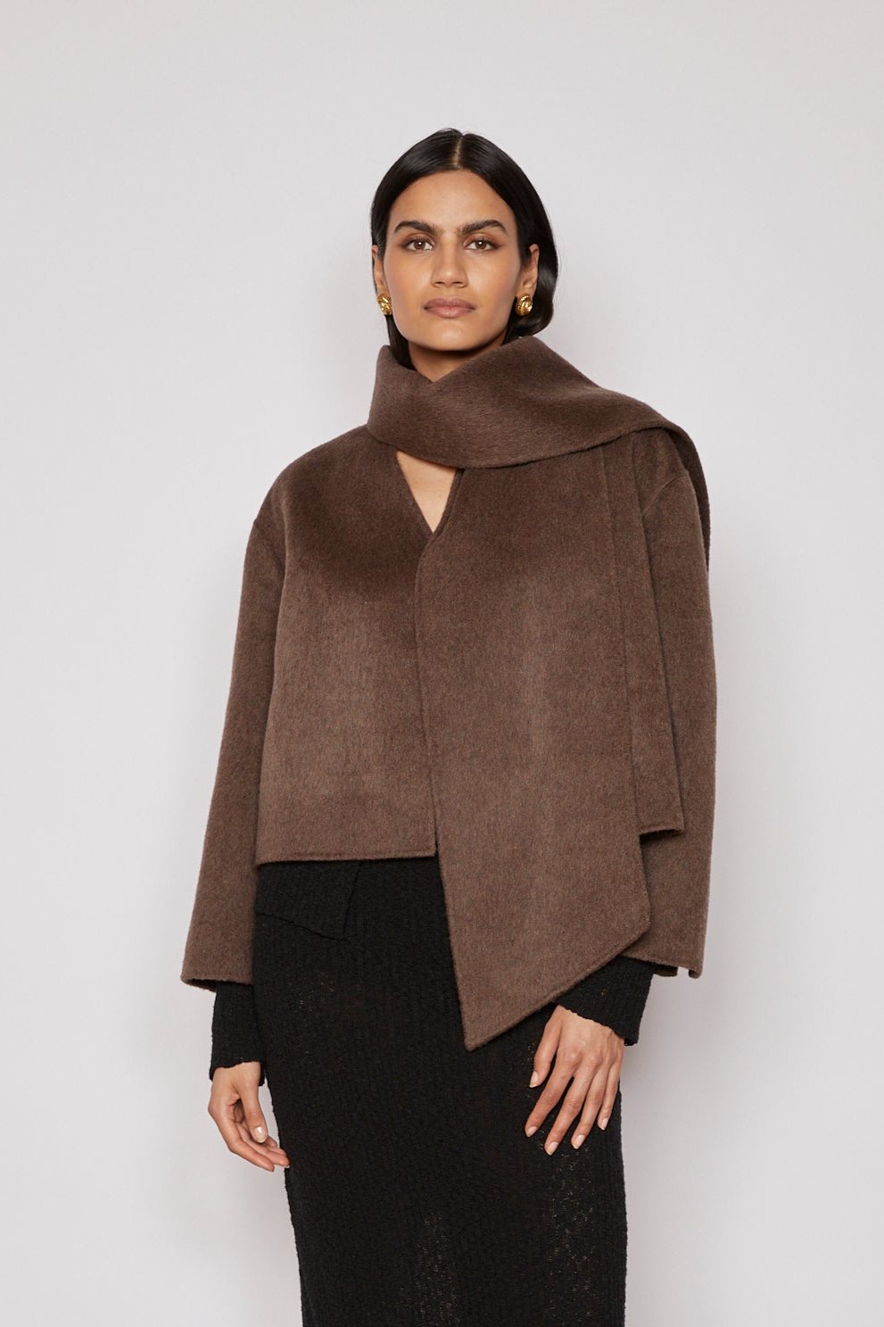 SIENNA COAT WITH SCARF BROWN